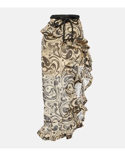 Zimmermann Matchmaker Linen And Silk Midi Skirt - Metallic
