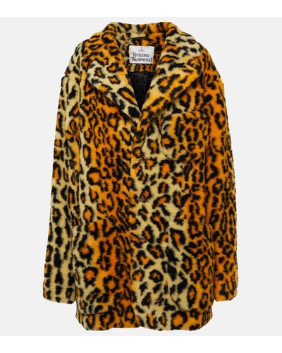 Vivienne Westwood Manteau en fourrure a motif leopard - Métallisé