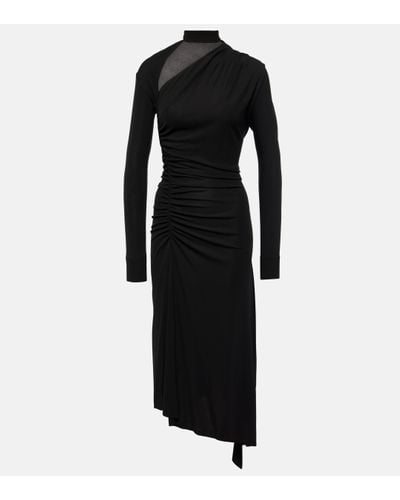 Victoria Beckham Asymmetric Ruched Midi Dress - Black