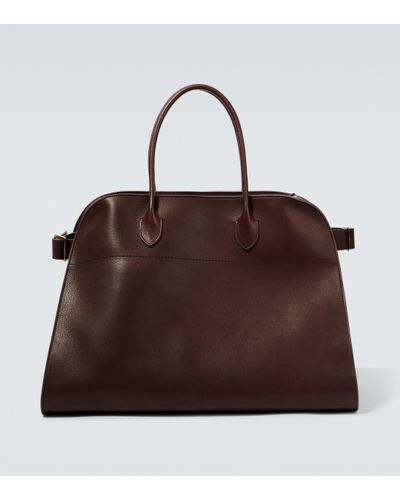 The Row Soft Margaux 17 Leather Tote Bag - Brown