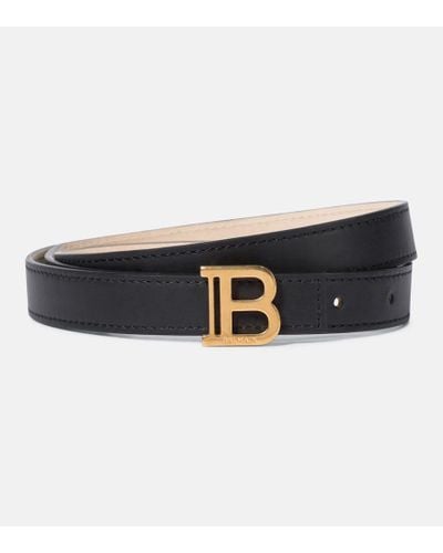 Balmain Leather Monogram Belt - Black