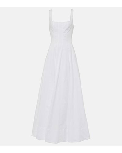 STAUD Wells Cotton Poplin Maxi Dress - White