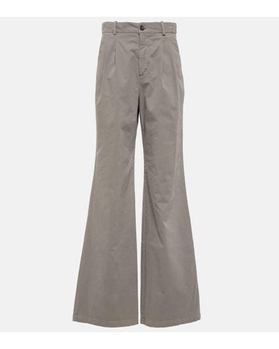 Nili Lotan Flavie Cotton-blend Wide-leg Trousers - Grey