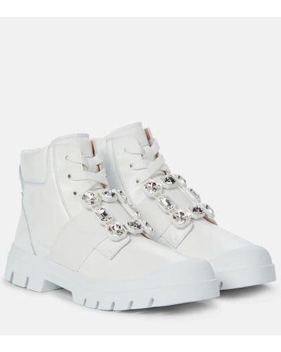 Roger Vivier Viv Desert Leather Ankle Boots - White