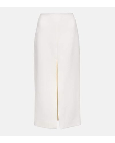 Patou Front-slit Wool-blend Midi Skirt - White