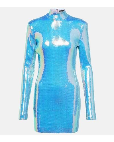 David Koma Vestido corto con lentejuelas - Azul