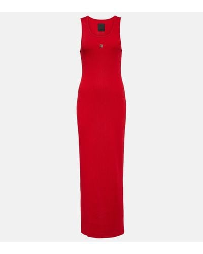 Givenchy Ribbed-knit Cotton Jersey Maxi Dress - Red