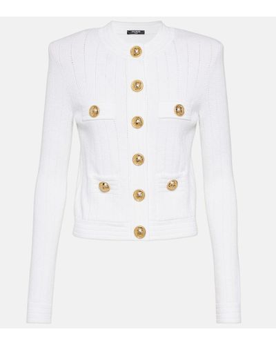 Balmain Cárdigan de punto fino con botones - Blanco