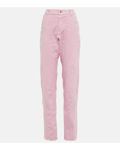 Mugler Jeans a gamba larga e vita bassa - Rosa