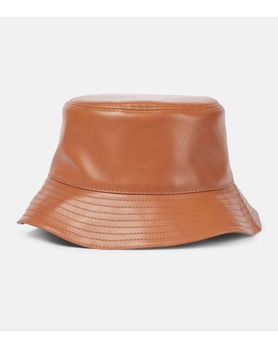 Loewe Brown Logo Leather Bucket Hat