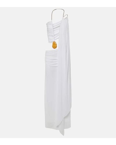 Christopher Esber Embellished Draped Jersey Gown - White
