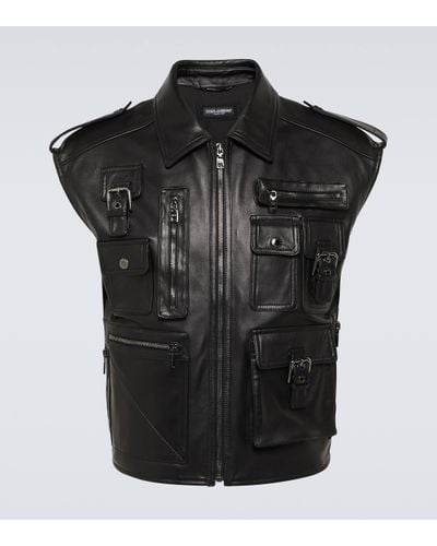 Dolce & Gabbana Pocket-detail Sleeveless Leather Jacket - Black