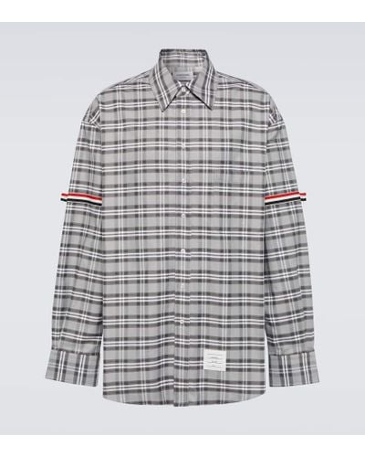 Thom Browne Checked Cotton Shirt - Gray