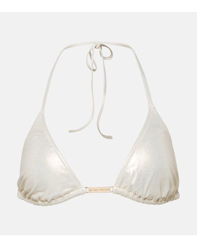 Melissa Odabash Andorra Triangle Metallic Bikini Top - White