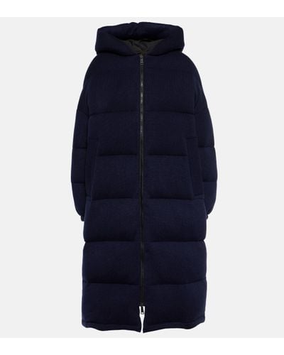 Yves Salomon Wool And Cashmere Down Coat - Blue
