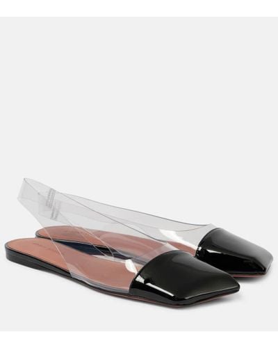 AMINA MUADDI Ane Glass Pvc And Patent Leather Slingback Flats - Black