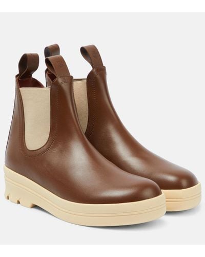 Loro Piana Lakeside Leather Chelsea Boots - Brown