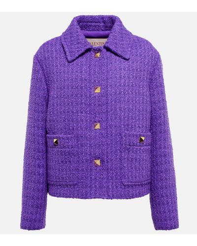 Valentino Rockstud Tweed Jacket - Purple