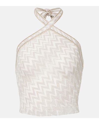 Missoni Top cropped in lame a zig-zag - Bianco