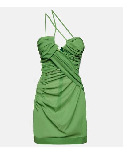 Nensi Dojaka Draped One-shoulder Minidress - Green