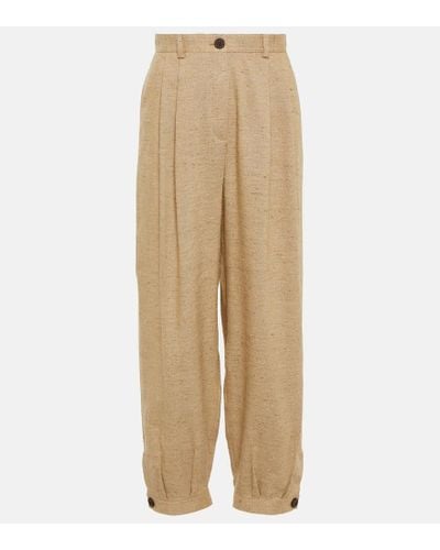 Loro Piana Linen, Cashmere, And Silk Pants - Natural