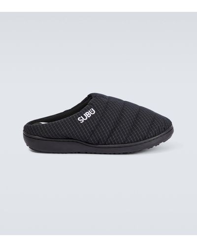 and wander X Subu Striped Padded Slippers - Black