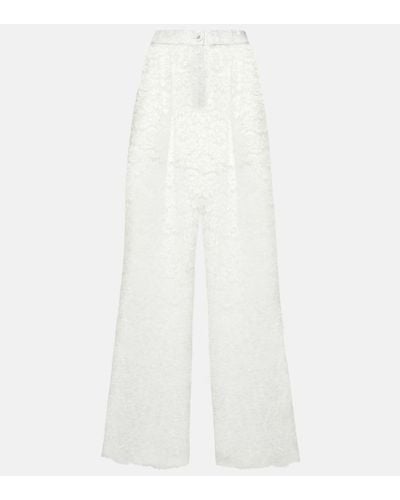 Dolce & Gabbana Weite High-Rise-Hose aus Spitze - Weiß