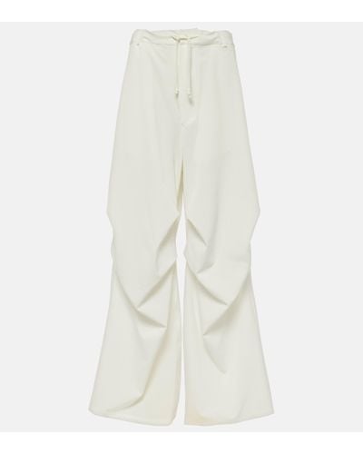 MM6 by Maison Martin Margiela High-rise Twill Wide-leg Trousers - White