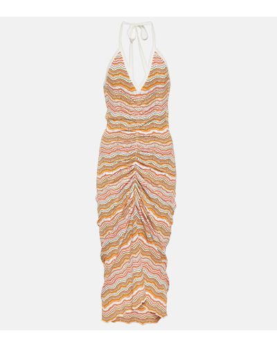 Veronica Beard Striped Midi Dress - Metallic