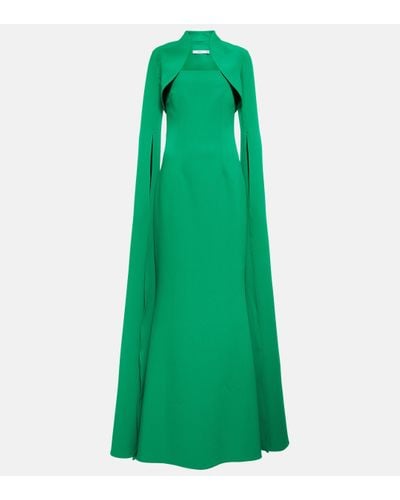 Safiyaa Robe longue en crepe - Vert