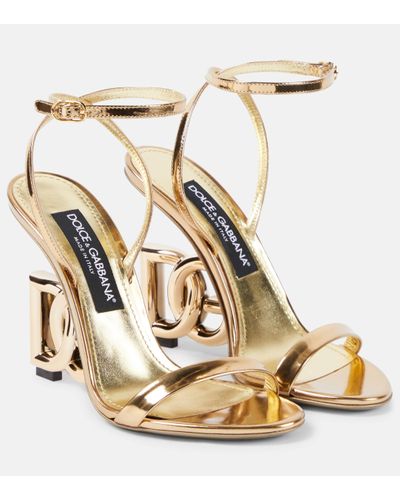 Dolce & Gabbana Dg Mirrored Leather Sandals - Metallic