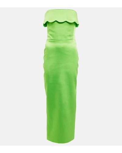 Rasario Strapless Satin Gown - Green