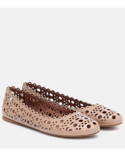 Alaïa Laser-cut Leather Ballet Flats - Brown