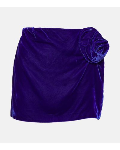 DIDU Floral-applique Velvet Miniskirt - Purple