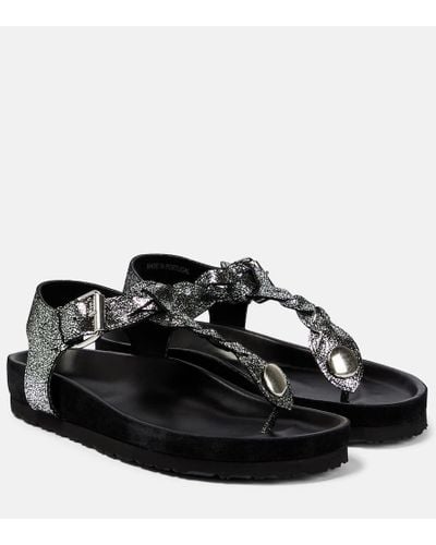 Isabel Marant Brook Metallic Leather Sandals - Black