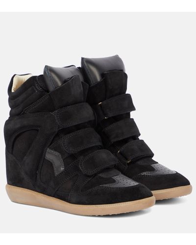 Isabel Marant Bekett Leather And Suede Trainers - Black