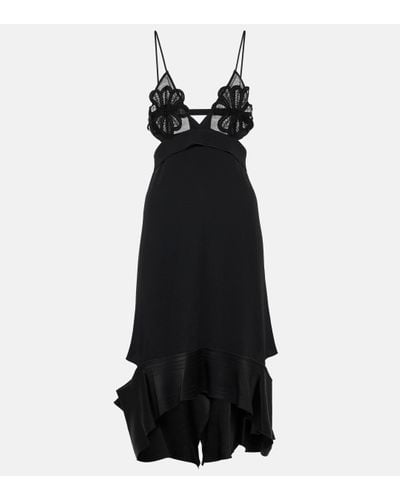 Victoria Beckham Ruffle-trimmed Midi Dress - Black
