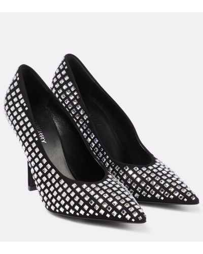 Burberry Crystal-embellished Suede Pumps - Black