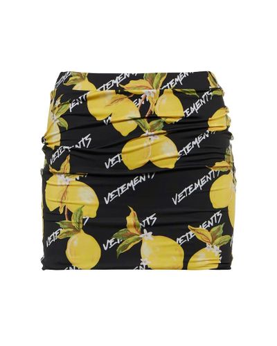 Vetements Minifalda de punto fino estampada - Amarillo