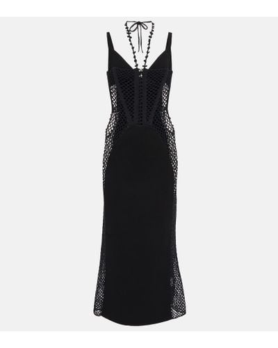 Dion Lee Coral Crochet Cotton-blend Midi Dress - Black