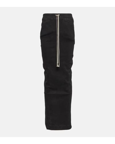 Rick Owens Drkshdw Pull On Pillar Cotton Maxi Skirt - Black
