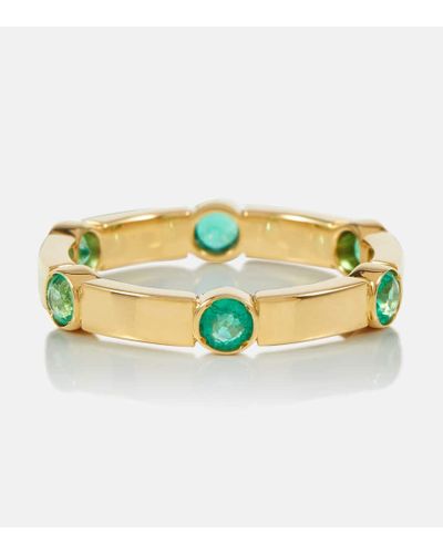 Ileana Makri Stepping Stone 18kt Yellow Gold Ring With Emeralds - Metallic