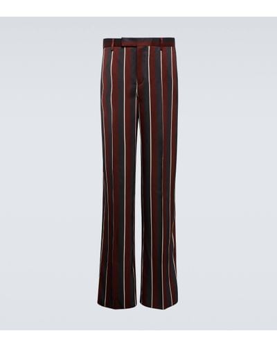 Versace High-rise Striped Straight Crepe Trousers - Brown