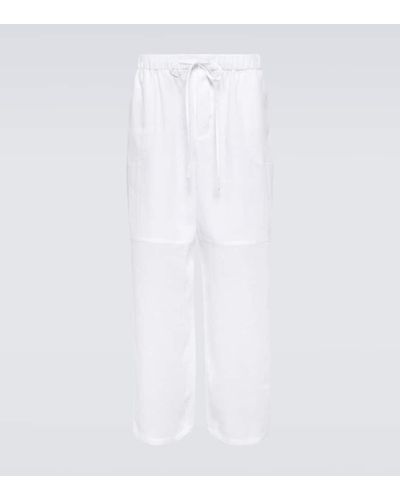 Loewe Paula's Ibiza - Pantaloni a vita media in lino - Bianco