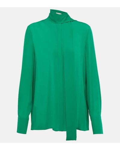 Valentino Blusa de seda con lazada en el cuello - Verde