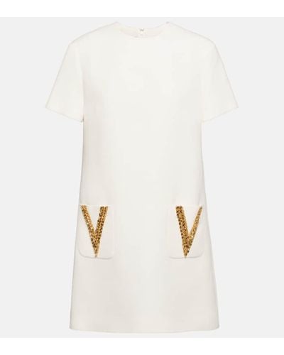 Valentino Vestido corto de Crepe Couture adornado - Neutro