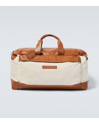 Brunello Cucinelli Leather-trimmed Canvas Duffel Bag - Brown