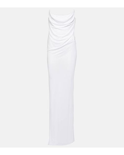 Alex Perry Draped Corset Jersey Gown - White