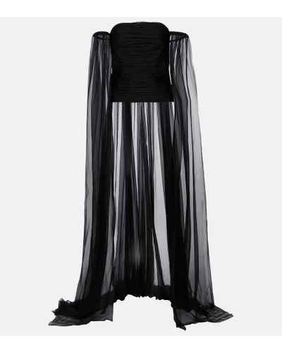 Valentino Off-Shoulder-Top aus Seidenchiffon - Schwarz