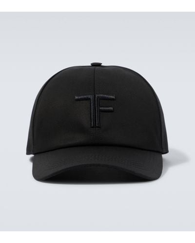 Tom Ford Embroidered Canvas And Leather Cap - Black